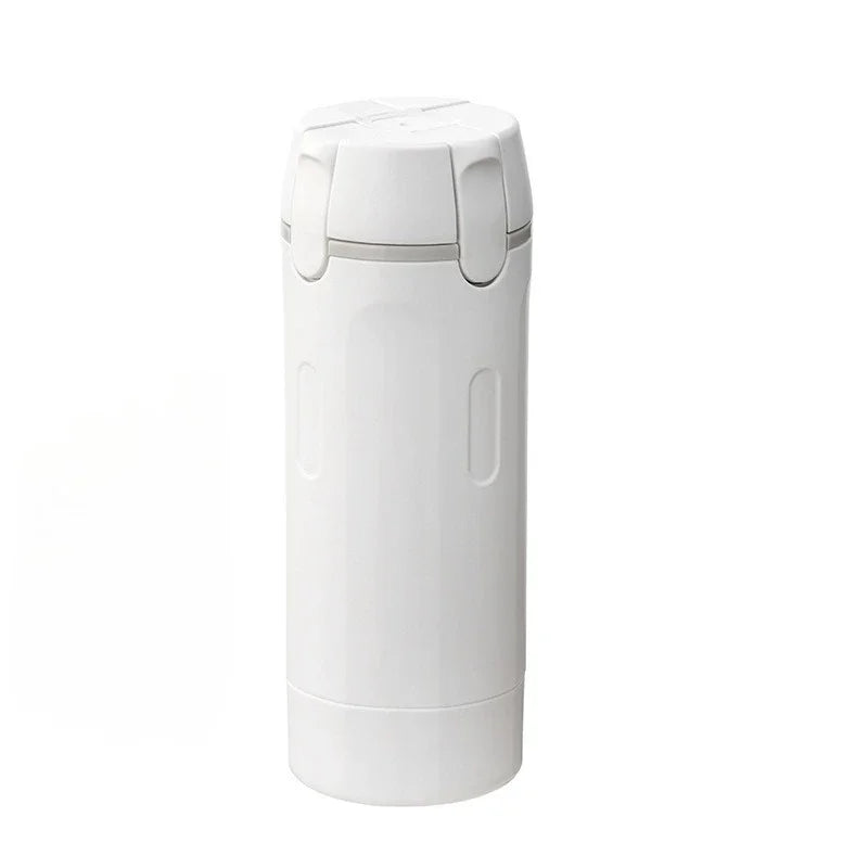 White4-in-1 travel dispenser bottle on a white background