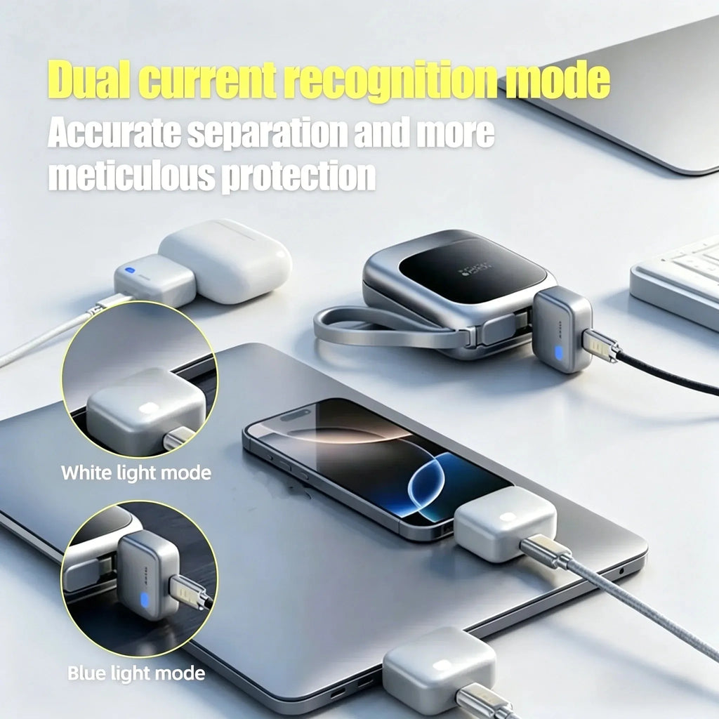 Multiple electronic devices being charged with text about dual current recognition mode.
