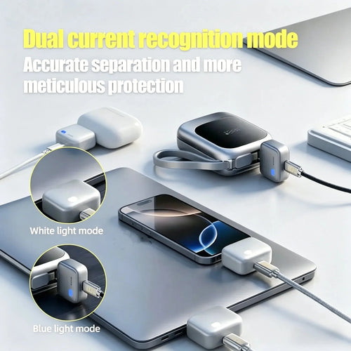Multiple electronic devices being charged with text about dual current recognition mode.
